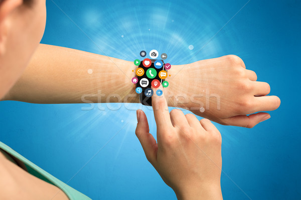 Smartwatch with application icons. Stock photo © ra2studio