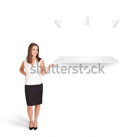 Beutiful young woman presenting modern copy space Stock photo © ra2studio