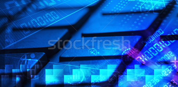 Keyboard with glowing programming codes Stock photo © ra2studio
