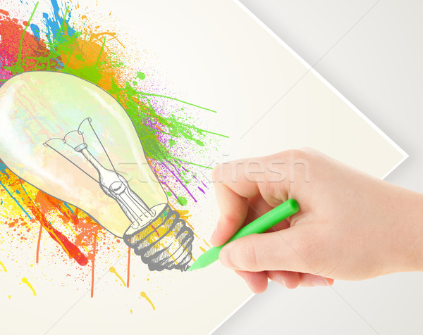 Strony rysunek papieru kolorowy splatter żarówka Zdjęcia stock © ra2studio