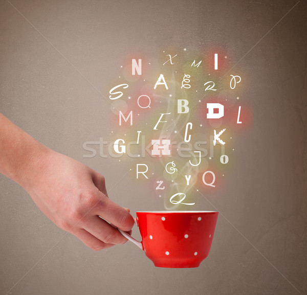 Filiżankę kawy kolorowy litery żywności streszczenie Zdjęcia stock © ra2studio
