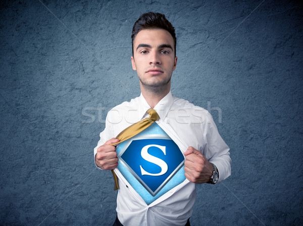 Businessman ripping off his shirt with superhero sign  Stock photo © ra2studio