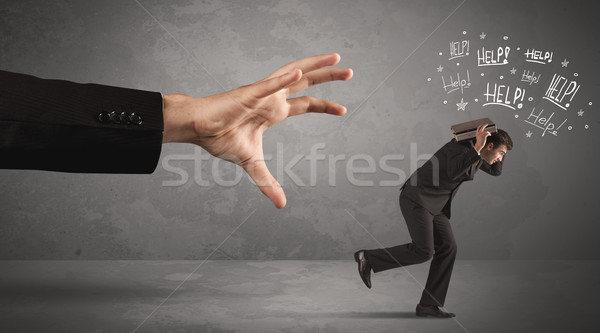 üzletember fut messze nagy kéz kérdez Stock fotó © ra2studio