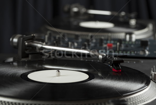 Plattenspieler spielen Vinyl Nadel Eintrag Stock foto © ra2studio