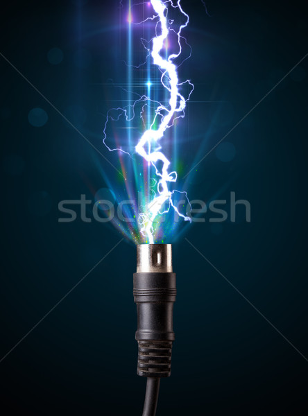 Electric cable with glowing electricity lightning Stock photo © ra2studio