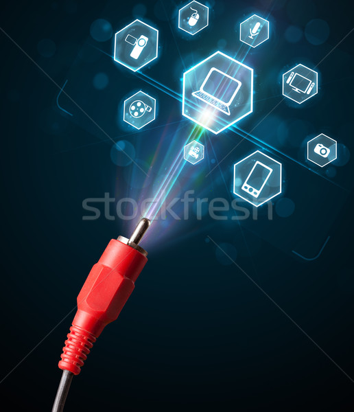 Foto stock: Eléctrica · cable · multimedia · iconos · fuera