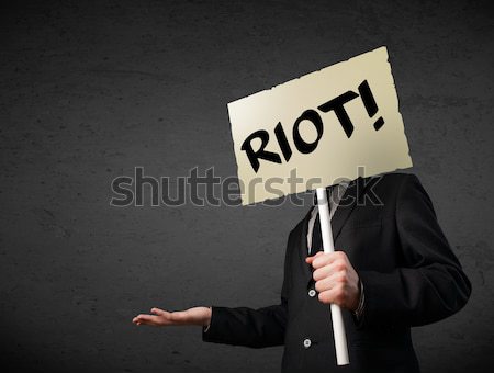 Foto stock: Empresário · protesto · assinar · manifestação · conselho