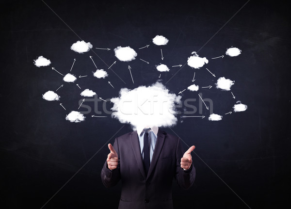 Zdjęcia stock: Człowiek · biznesu · chmura · sieci · głowie · Pokaż · technologii