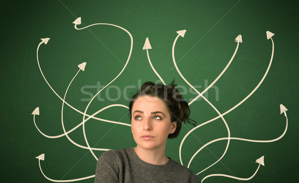 Mooi meisje denken oplossing jonge student nadenkend Stockfoto © ra2studio