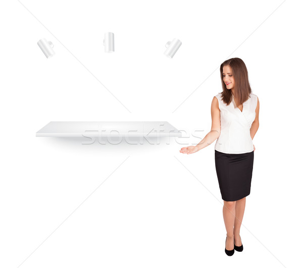 Beutiful young woman presenting modern copy space Stock photo © ra2studio