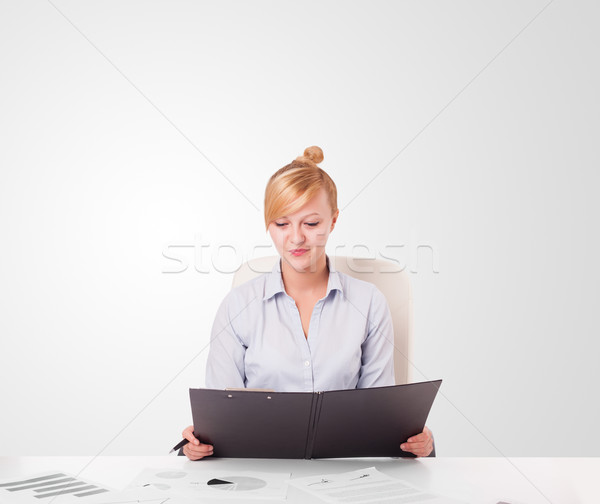 Young businesswoman with plain white copy space Stock photo © ra2studio