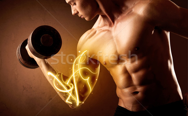 Musculos constructor greutate energie lumini Imagine de stoc © ra2studio