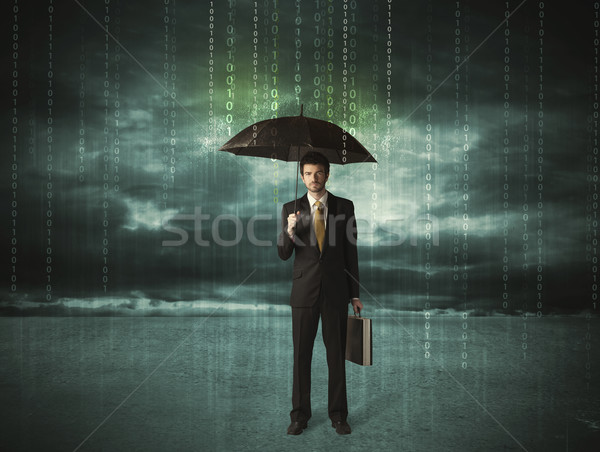 [[stock_photo]]: Homme · d'affaires · permanent · parapluie · protection · des · données · internet · homme