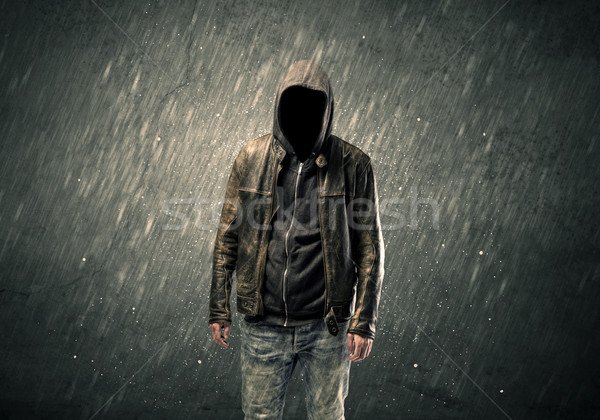 Spooky faceless guy standing in hoodie Stock photo © ra2studio