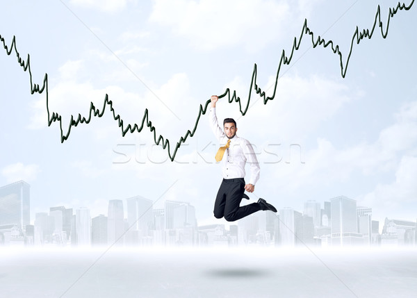 Opknoping zakenman grafiek touw hand ruimte Stockfoto © ra2studio