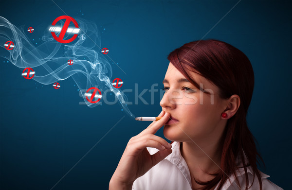 Foto stock: Fumar · peligroso · cigarrillo · signos