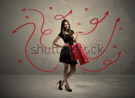 Young girl with devil horns and wings drawing Stock photo © ra2studio