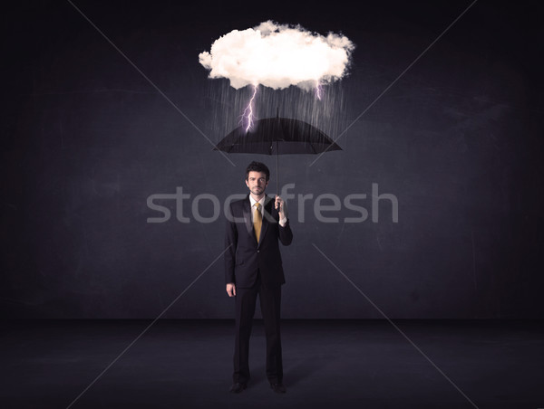 Affaires permanent parapluie peu tempête nuage [[stock_photo]] © ra2studio