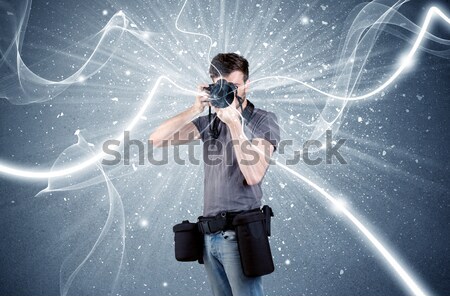 Foto stock: Profesional · fotógrafo · dinámica · líneas · jóvenes · amateur