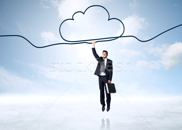 Opknoping zakenman wolk touw business hand Stockfoto © ra2studio