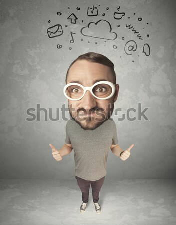 Big head person with social media marks Stock photo © ra2studio