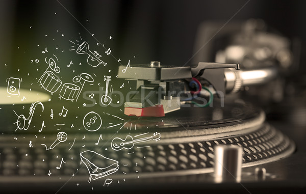 Gramofonu gry muzyka klasyczna ikona muzyki Zdjęcia stock © ra2studio