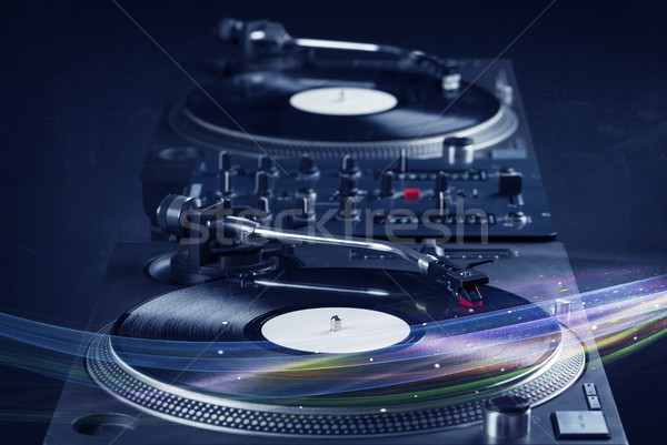 Muziekspeler spelen vinyl muziek kleurrijk abstract Stockfoto © ra2studio