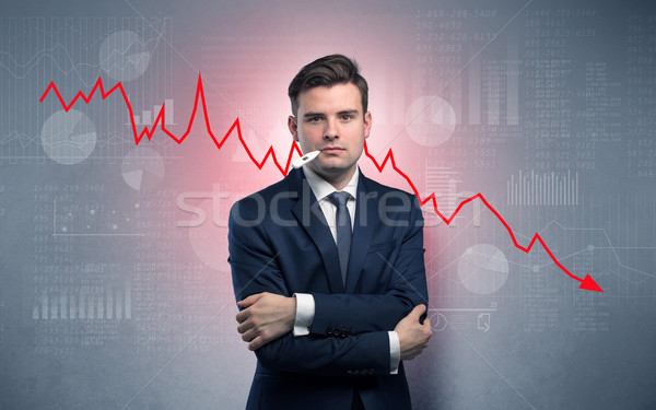 Stock photo: Sick businessman with decreasing performance concept