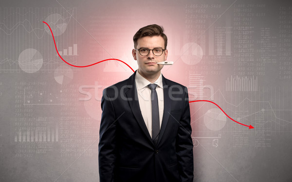 Sick businessman with decreasing performance concept Stock photo © ra2studio