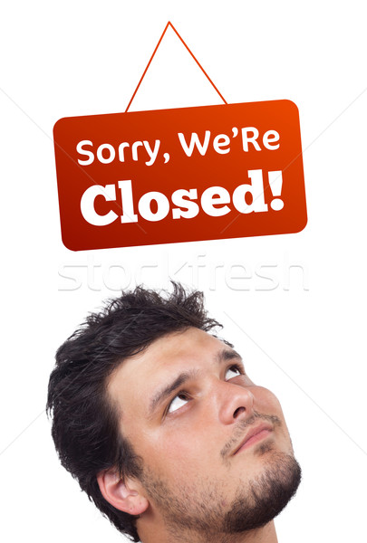 Young persons head looking at closed and open signs Stock photo © ra2studio