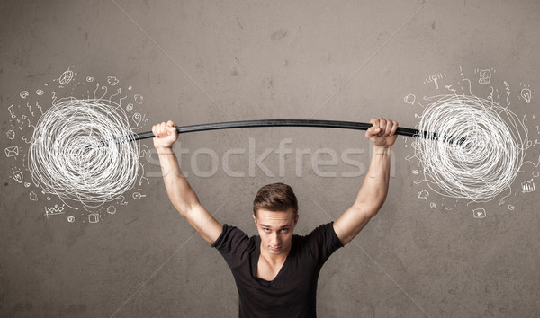 [[stock_photo]]: Musculaire · homme · chaos · fort · main