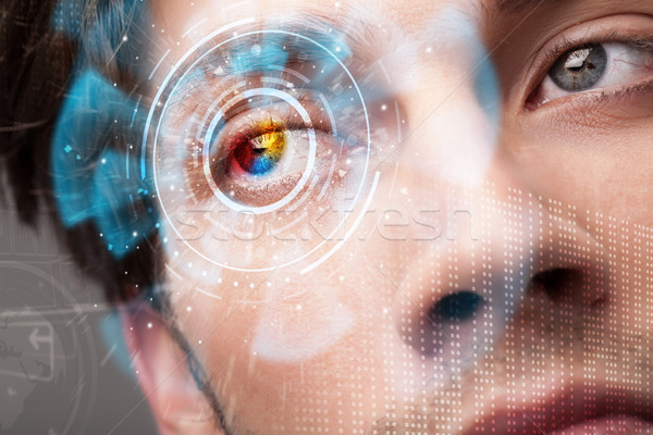 Futuriste modernes homme technologie écran oeil [[stock_photo]] © ra2studio