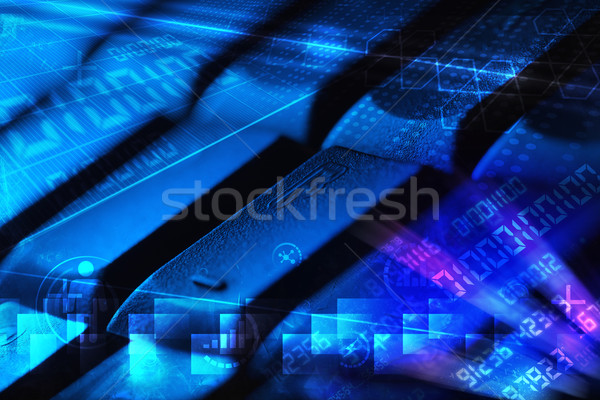 Keyboard with glowing programming codes Stock photo © ra2studio