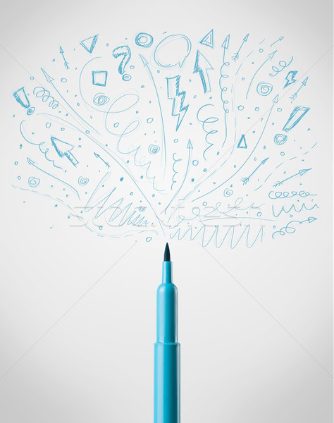 Toll rajz vázlatos nyilak kék iskola Stock fotó © ra2studio