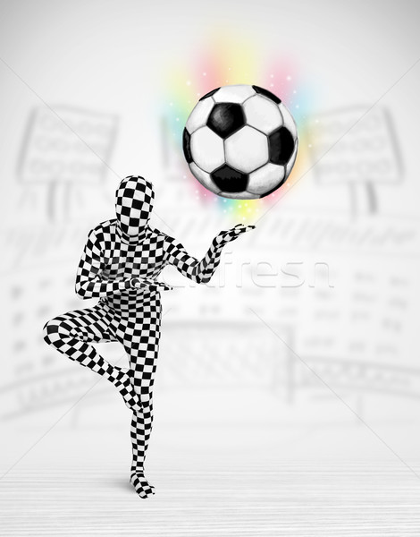 Adam takım elbise futbol topu komik eller Stok fotoğraf © ra2studio