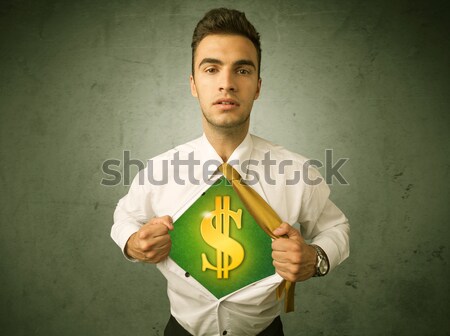 商人 襯衫 美元符號 胸部 男子 商業照片 © ra2studio