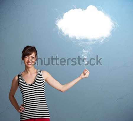 Güzel bayan bulut genç kadın kız Stok fotoğraf © ra2studio