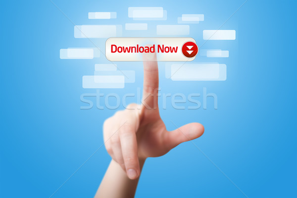 hand pressing download now button 2 Stock photo © ra2studio