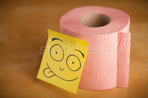 Jegyzet mosolygós arc vécépapír rajzolt zsemle papír Stock fotó © ra2studio