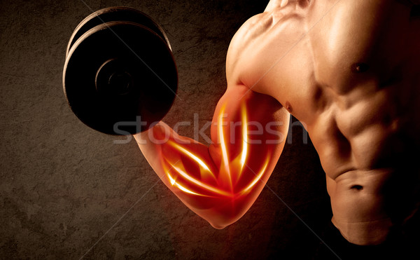 Stockfoto: Geschikt · bodybuilder · gewicht · Rood · spier