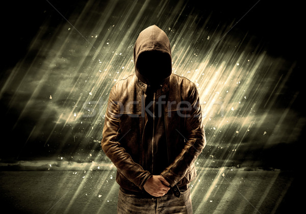 Dangerous criminal standing with cigarette Stock photo © ra2studio