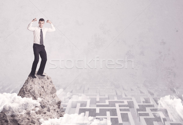 Businessman on cliff above labyrinth Stock photo © ra2studio