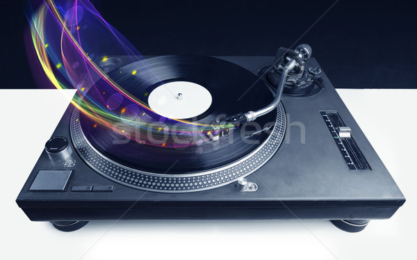 Stockfoto: Draaitafel · spelen · vinyl · abstract · lijnen