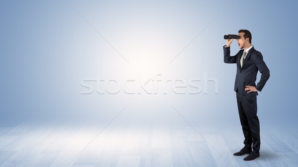 Mann schauen vorwärts Geschäftsmann Fernglas Stock foto © ra2studio