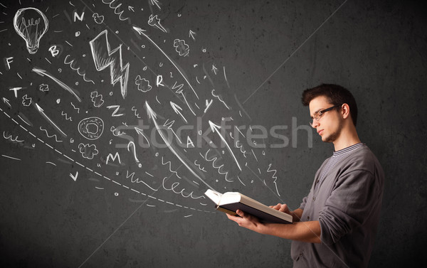 若い男 読む 図書 手描き 外に 男 ストックフォト © ra2studio