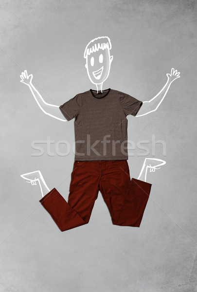 Stock photo: Hand drawn funny character in casual clothes