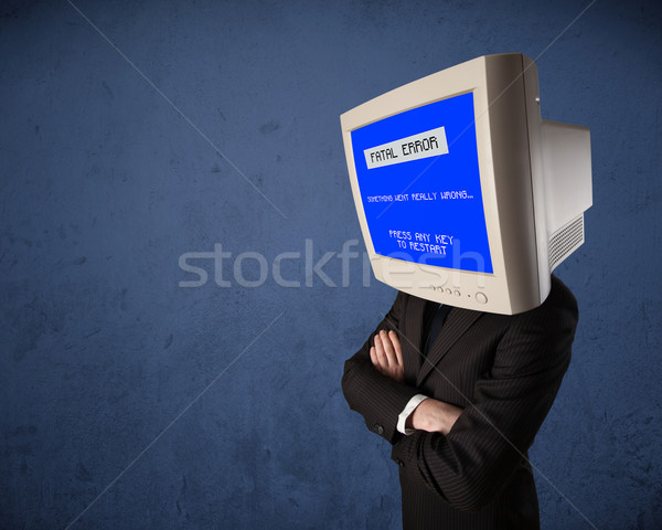Személy monitor fej hiba kék képernyő Stock fotó © ra2studio