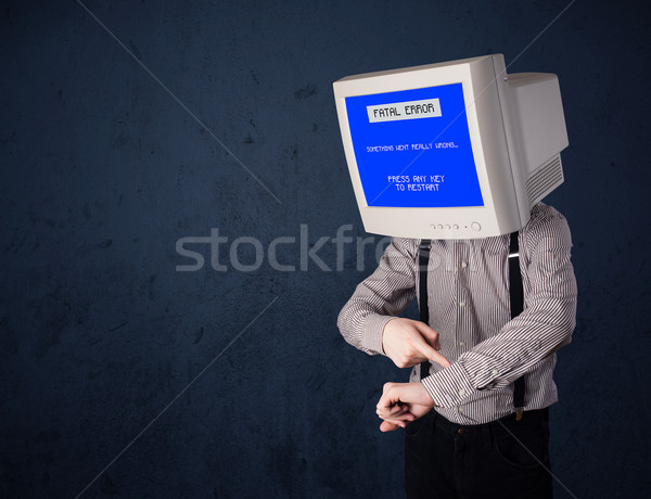 Person with a monitor head and fatal error blue screen on the di Stock photo © ra2studio