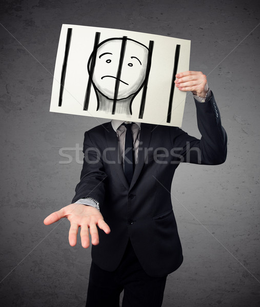 Biznesmen papieru więzień za bary Zdjęcia stock © ra2studio