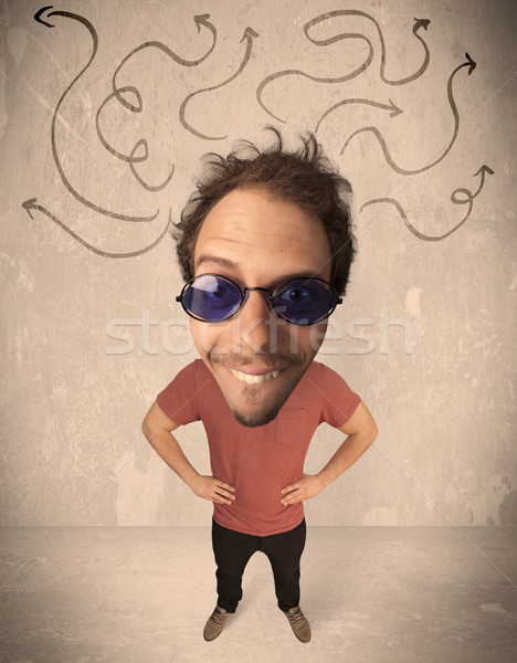 Big head person with arrows Stock photo © ra2studio